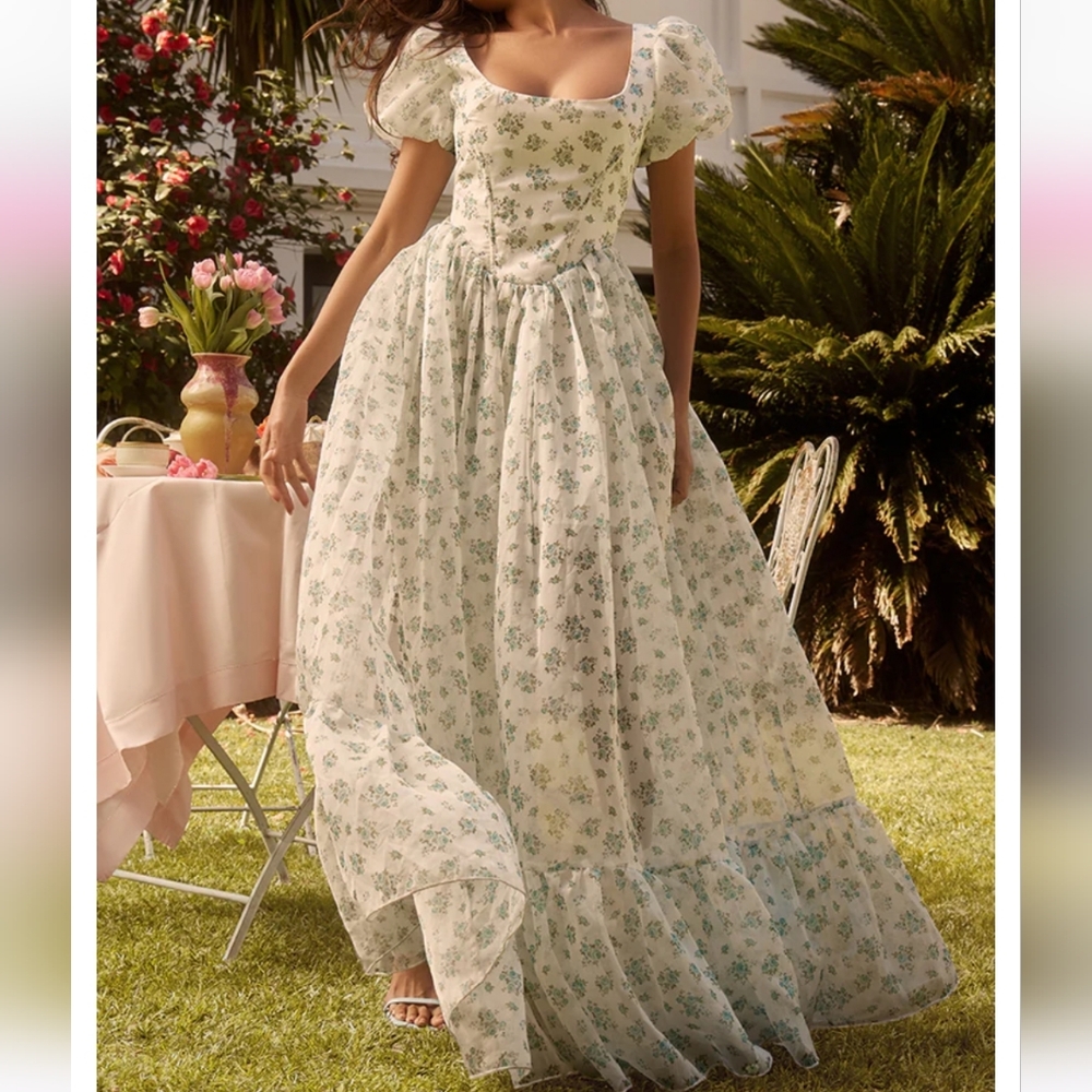 Fairy Floral Corset Puff sleeve dress